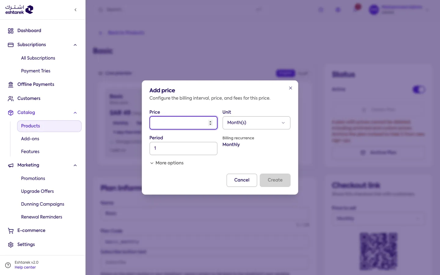 Add price dialog