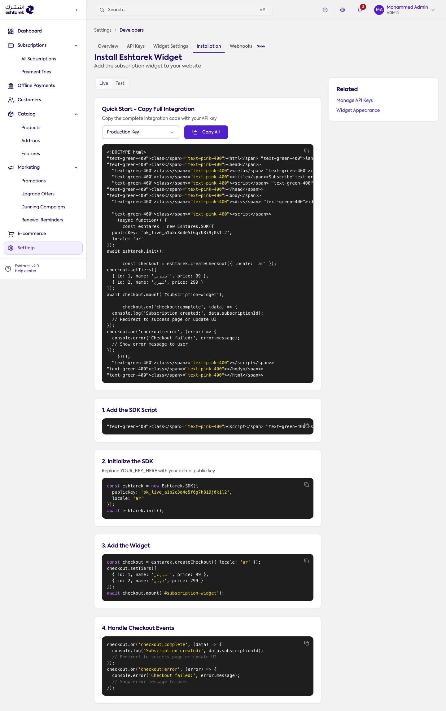Screenshot: Installation