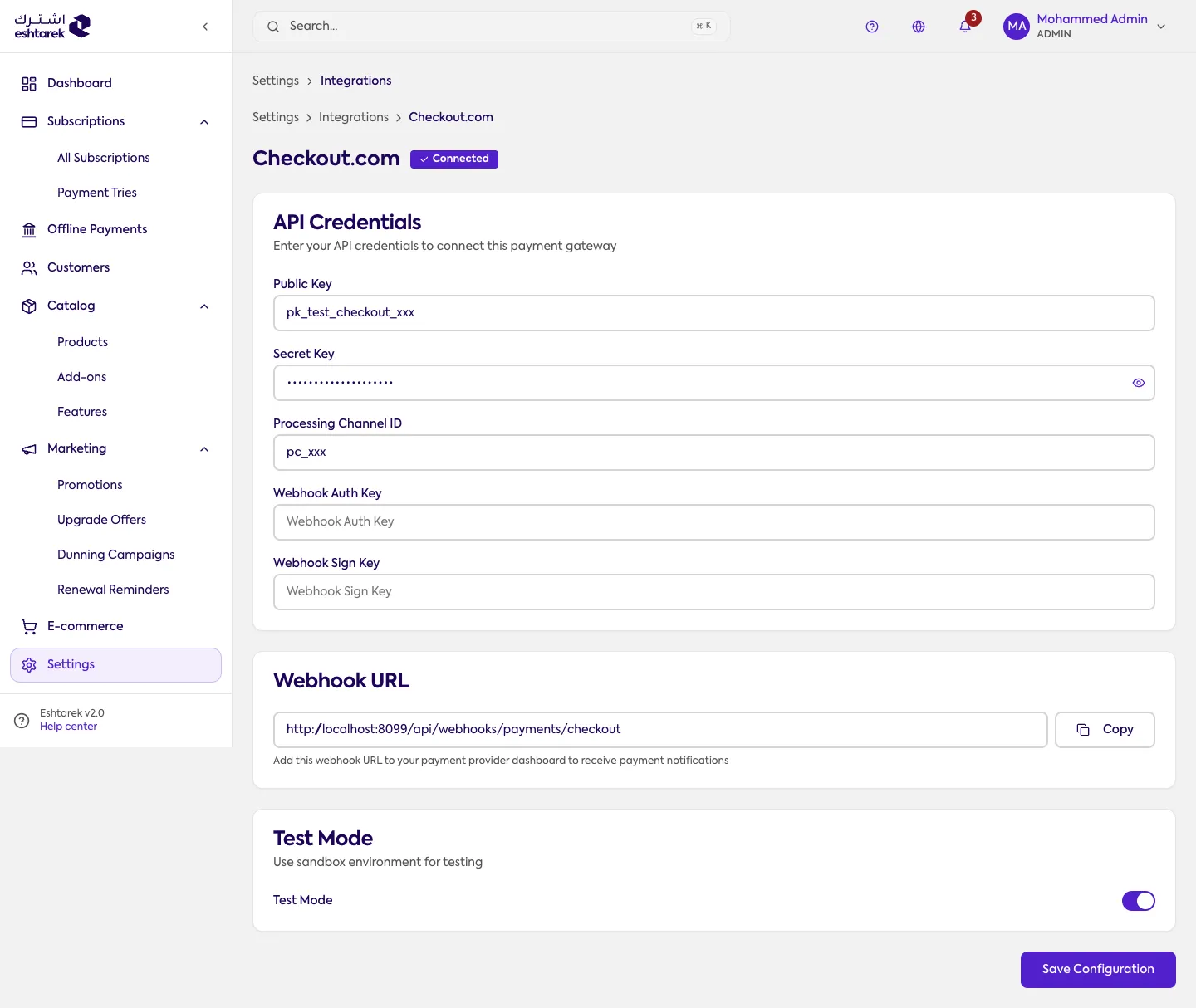 Screenshot: Checkout
